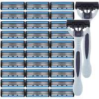Aparelho De Barbear Premium Manual Com Design De Porcelana Azul E Branca - Lâminas De 6 Camadas Para Um Barbeado Suave