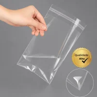 Kit 100 Saquinhos Transparente Saco Adesivo Embalagem Semijoias Roupas Papelaria Eletrônicos